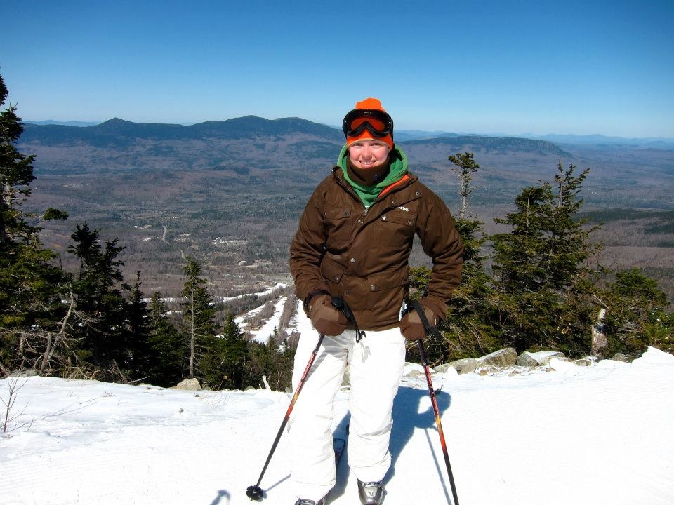 photo of woman skiing Sugarloaf Mountain in Maine