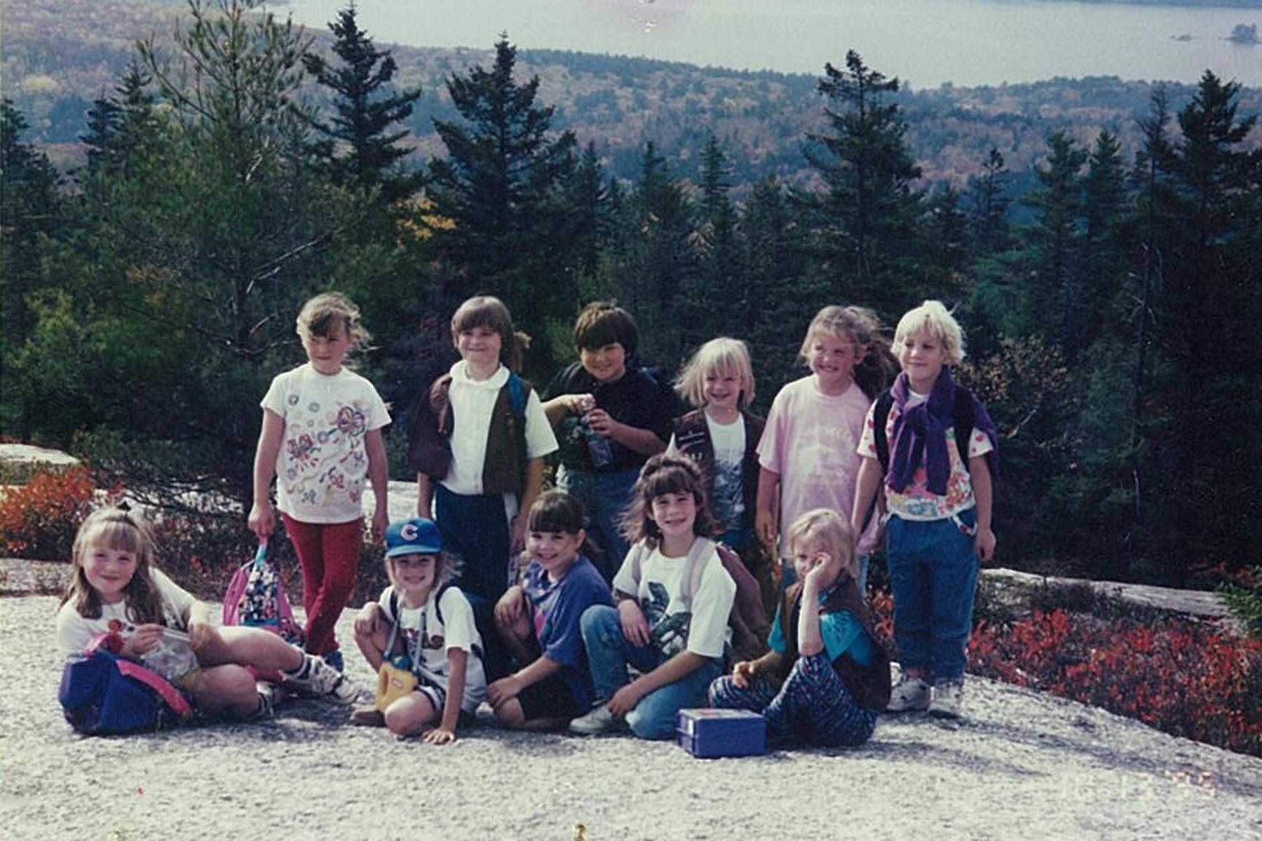 a photo of Girl Scouts doing a hike up a mountain in 1995