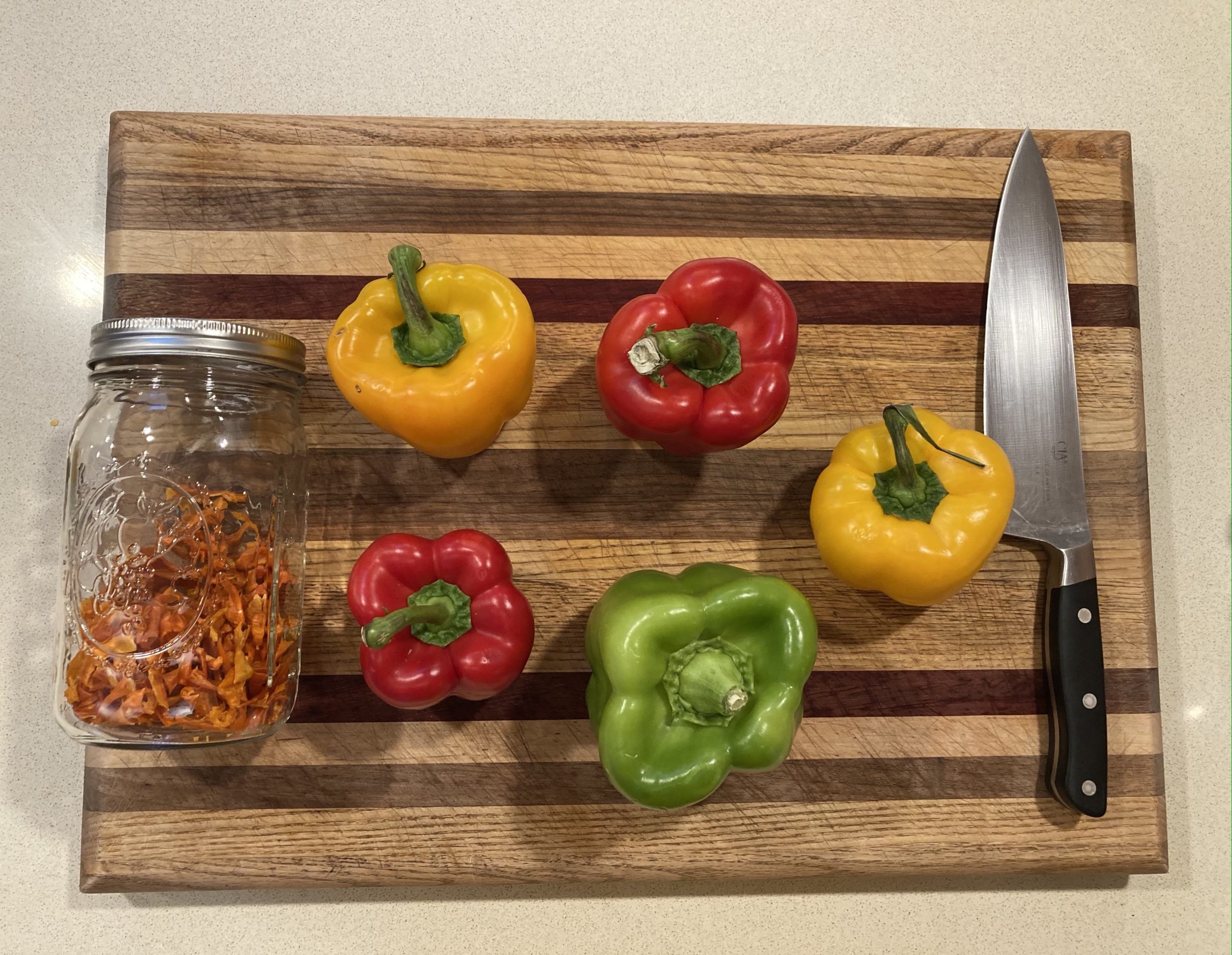 Dehydrating bell peppers for the appalachian trail
