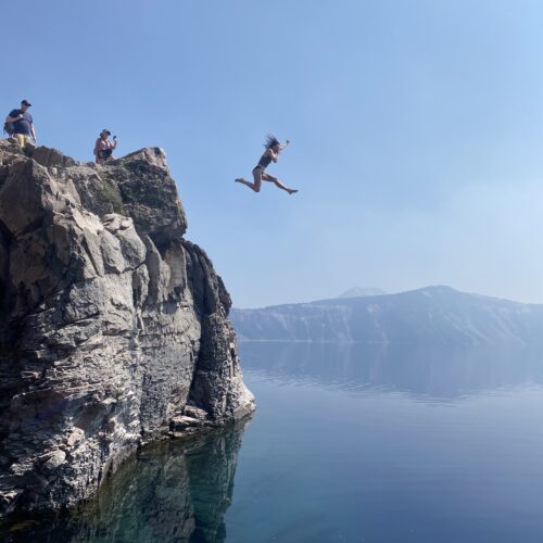 Crater Lake cliff jump spot