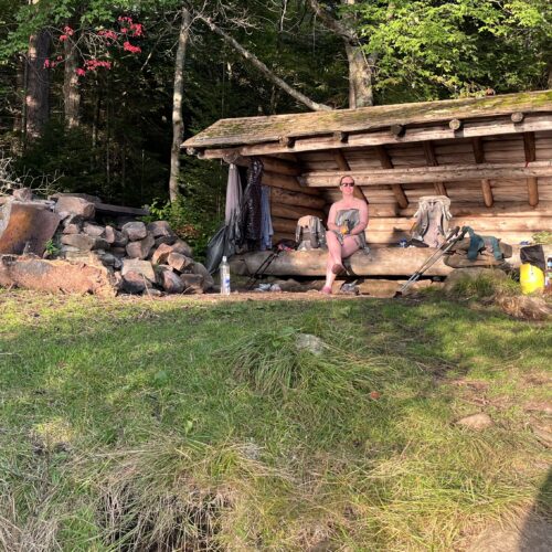 Baby Legs drying off after a dip in Spruce Lake at Spruce #3 Shelter on the Northville Placid Trail