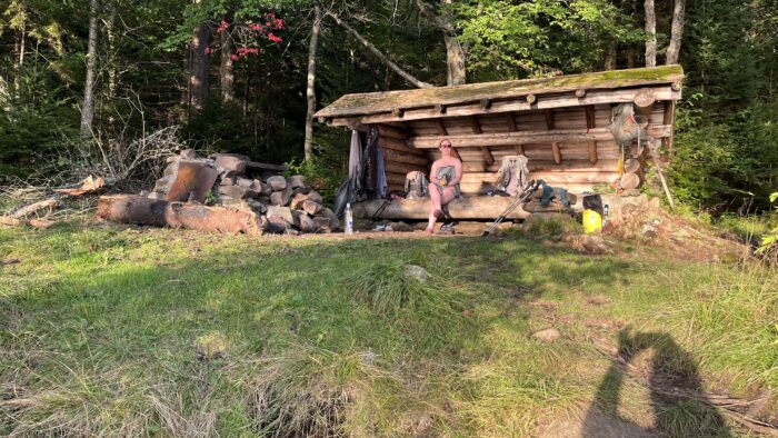Baby Legs drying off after a dip in Spruce Lake at Spruce #3 Shelter on the Northville Placid Trail