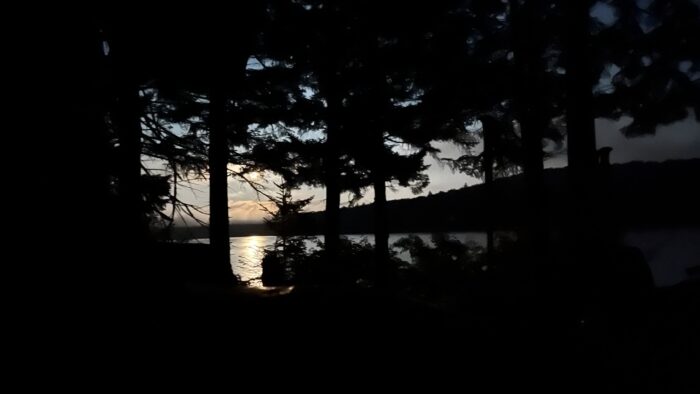 Moonrise over Spruce Lake from Spruce Lake #3 Lean-to