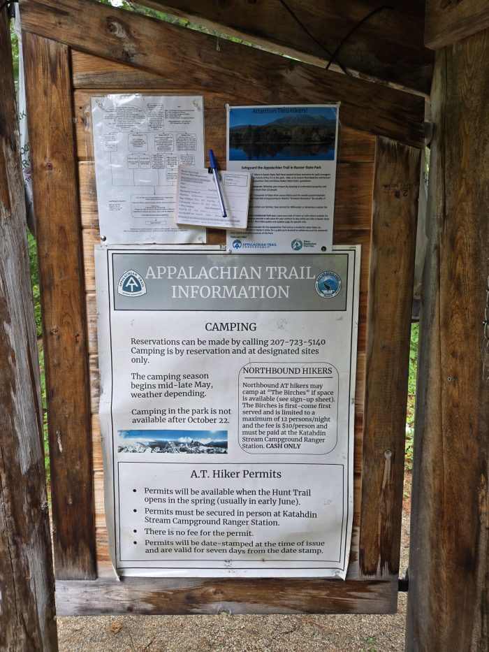 Note how to enter the Baxter State Park to the Ad the Birches Campground camp