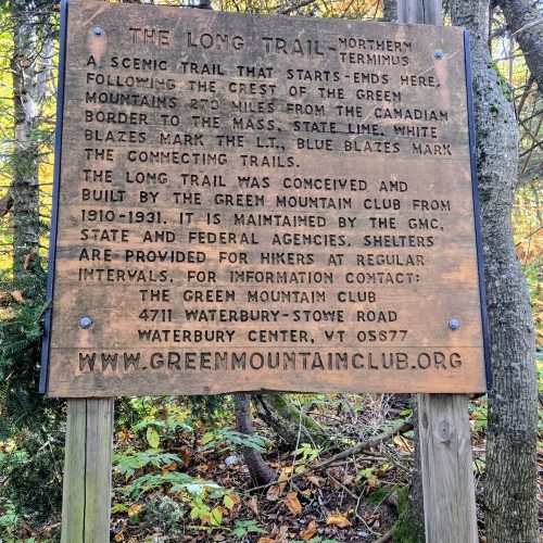 Sign announcing the northern terminus of the Long Trail
